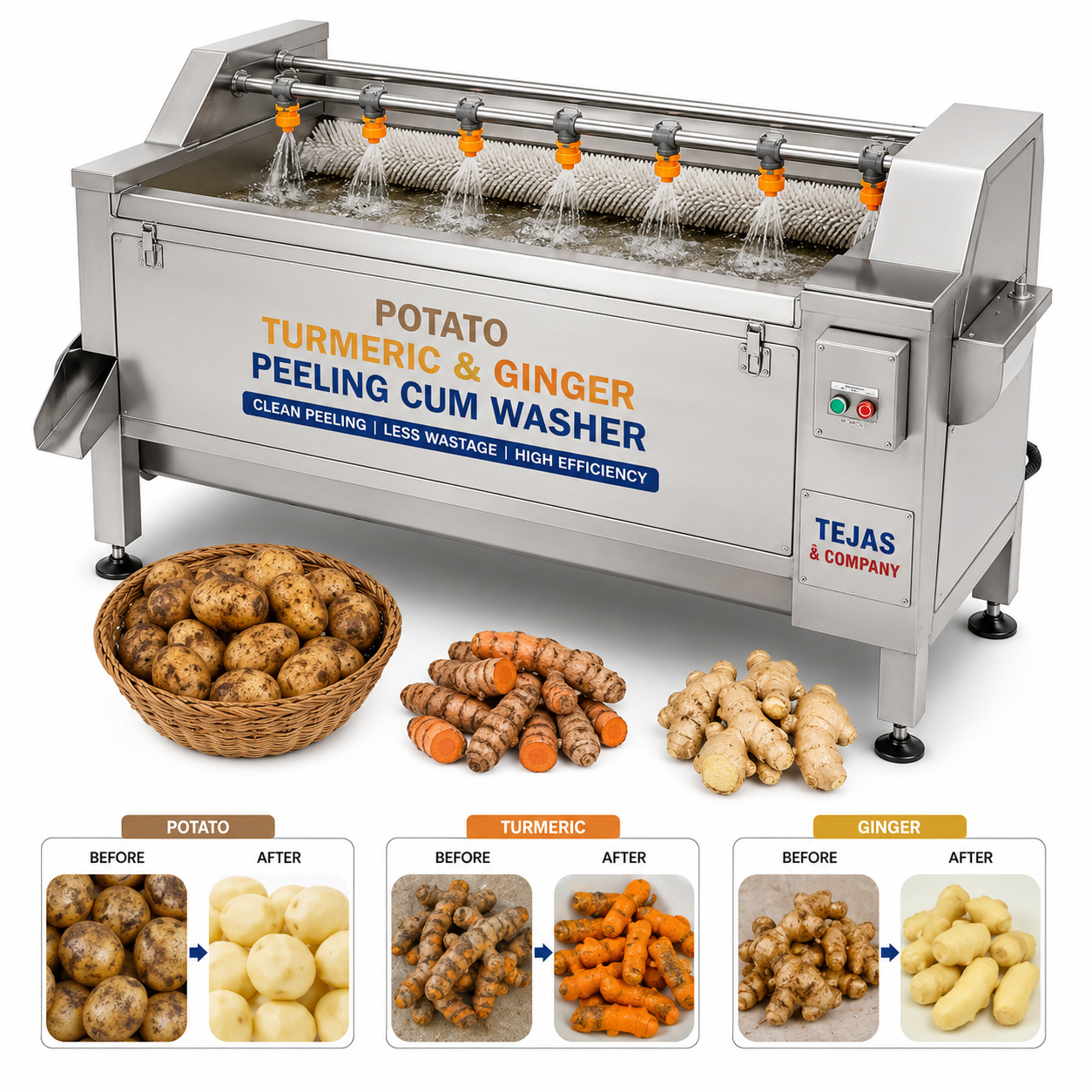 Potato, Turmeric & Ginger Peeling Cum Washer Machine
